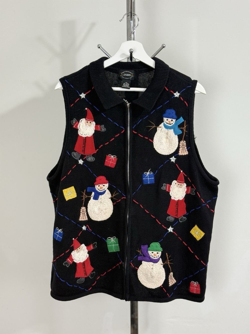Vtg Designer Originals Studio Santa Ugly Sweater Vest 90’s Christmas Size 2X